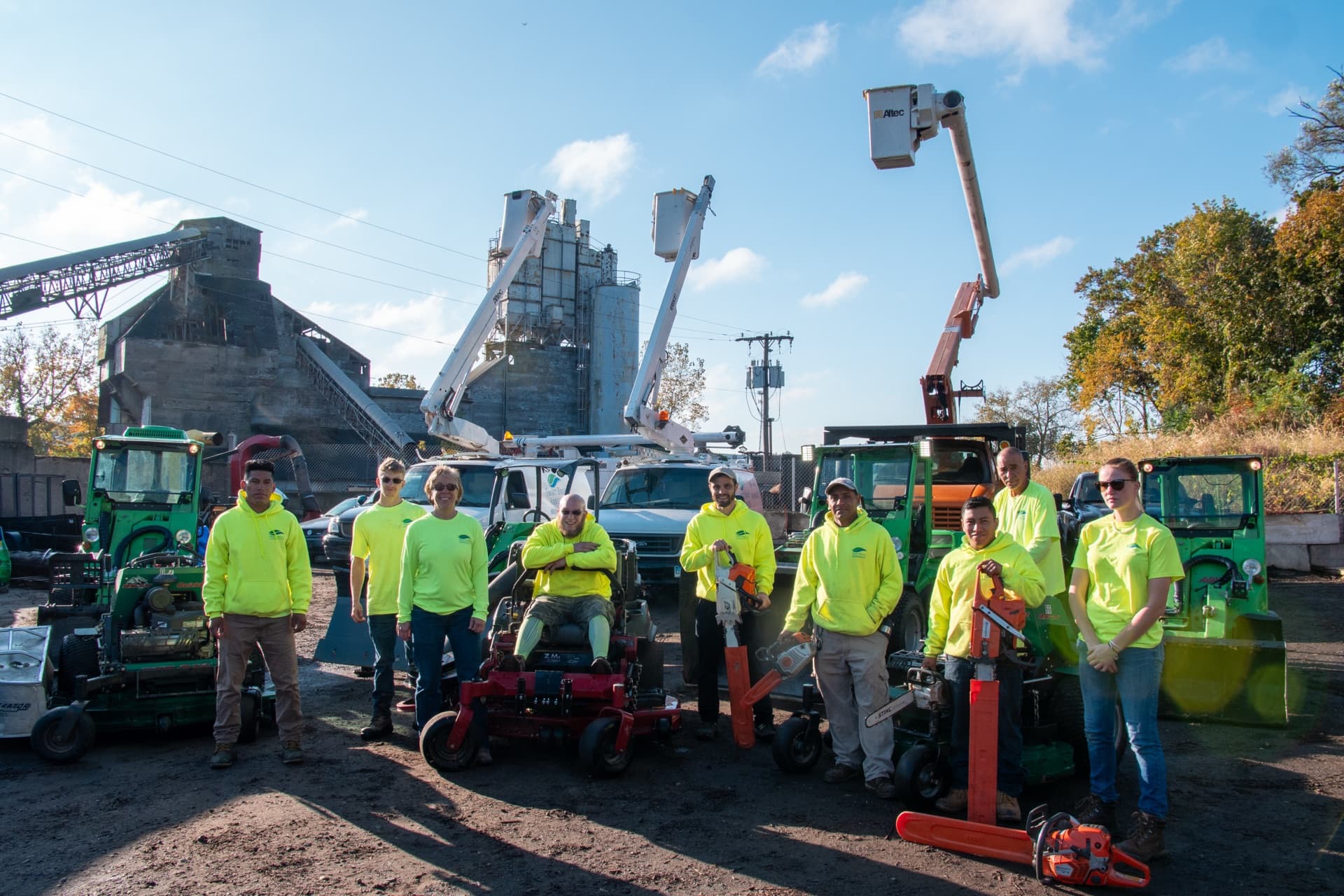 The full crew on site. Team photography that puts faces to a service business built on trust.